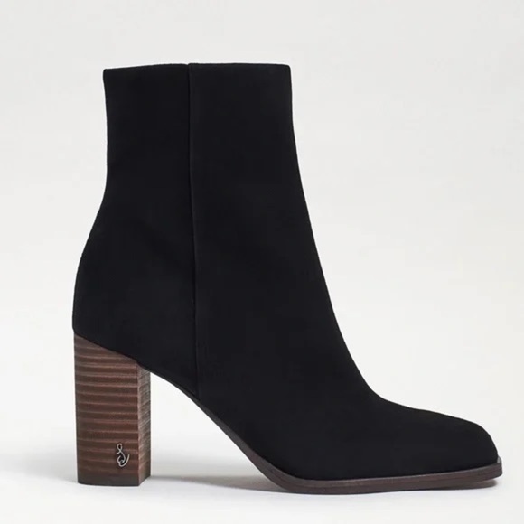 Sam Edelman Womens Osten Suede Stacked Heel Ankle Boots - Picture 1 of 7